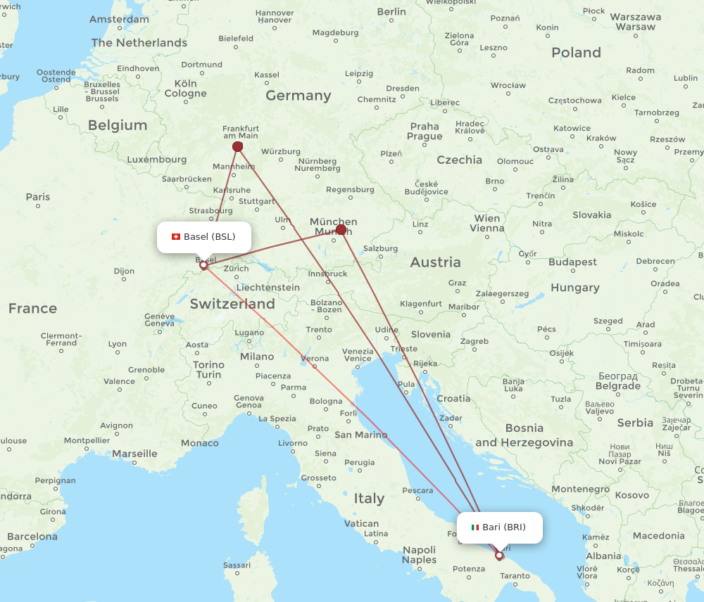 Flights from Basel, Switzerland/Mulhouse to Bari, BSL to BRI - Flight ...