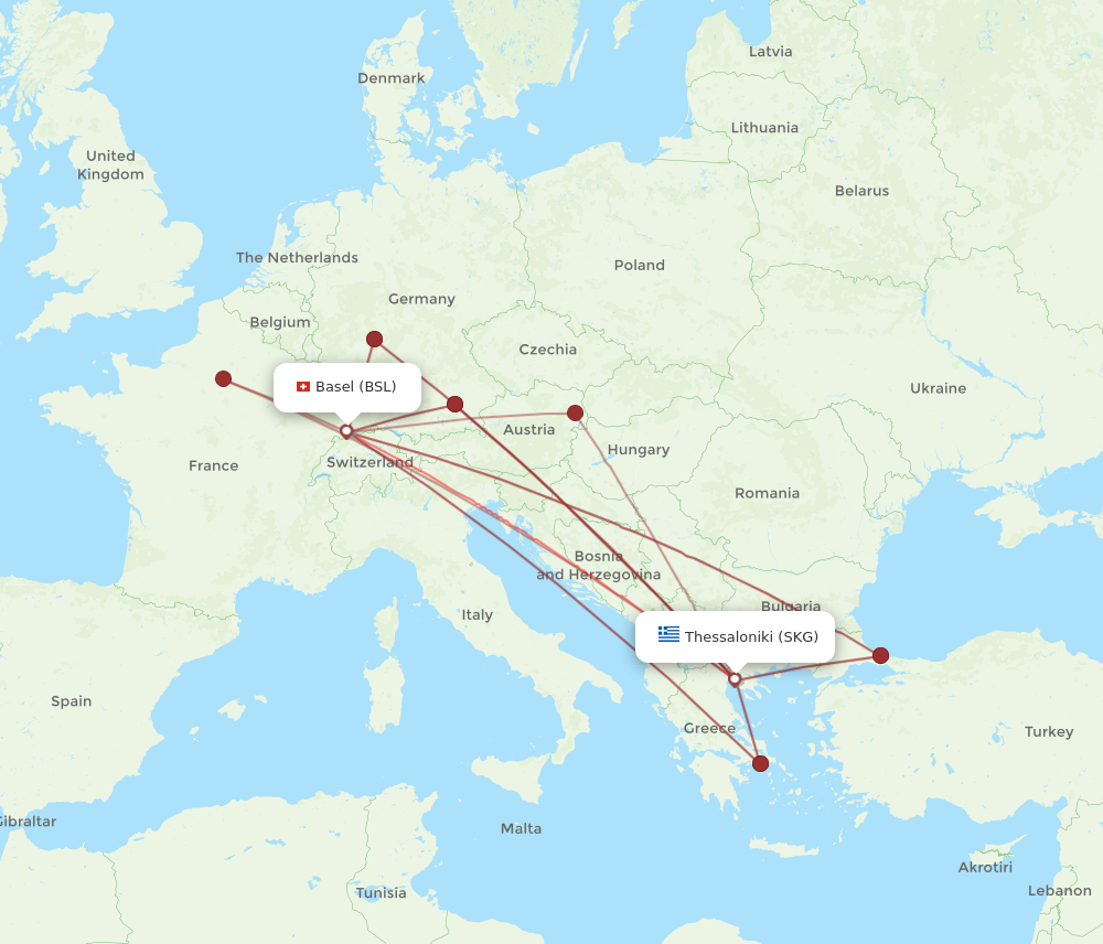 Flights from Basel Switzerland Mulhouse to Thessaloniki BSL to