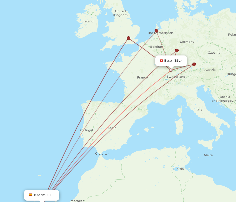 Flights from Basel Switzerland Mulhouse to Tenerife BSL to TFS