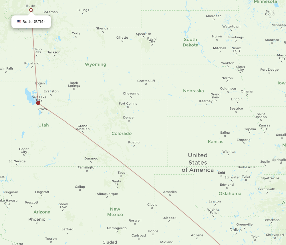 Flights from Butte to Houston BTM to IAH Flight Routes