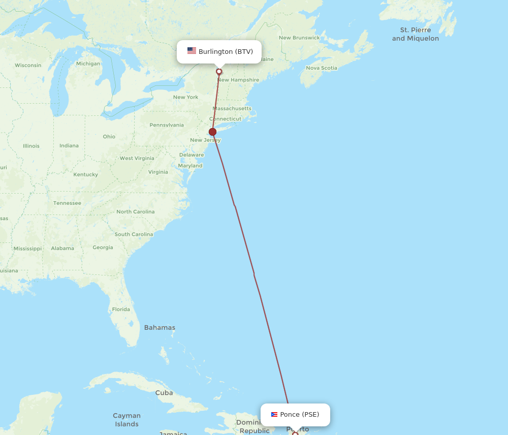 Flights from Burlington to Ponce BTV to PSE Flight Routes