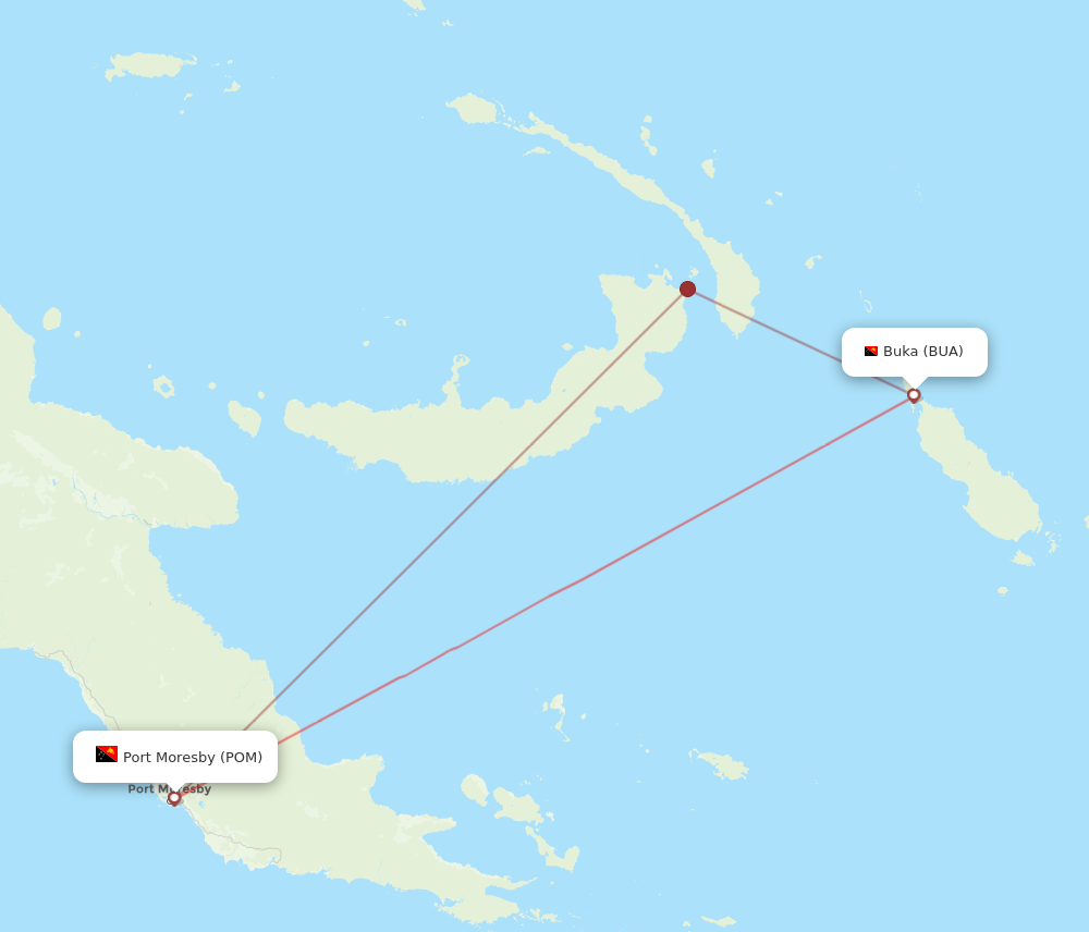 All flight routes from Buka to Port Moresby, BUA to POM - Flight Routes