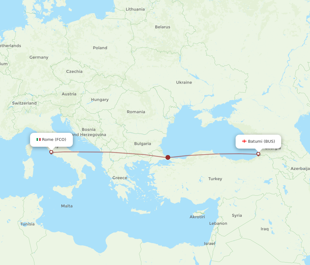 Flights from Batumi to Rome BUS to FCO Flight Routes