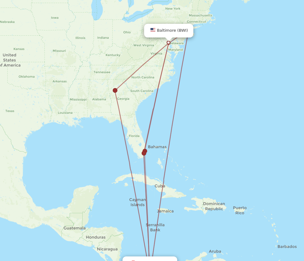 Flights from Baltimore to Panama City BWI to PTY Flight Routes