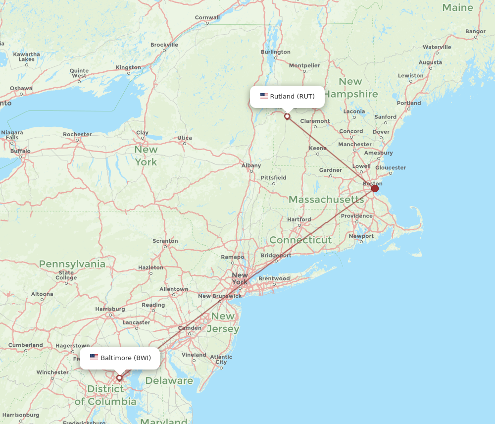 Flights from Baltimore to Rutland BWI to RUT Flight Routes