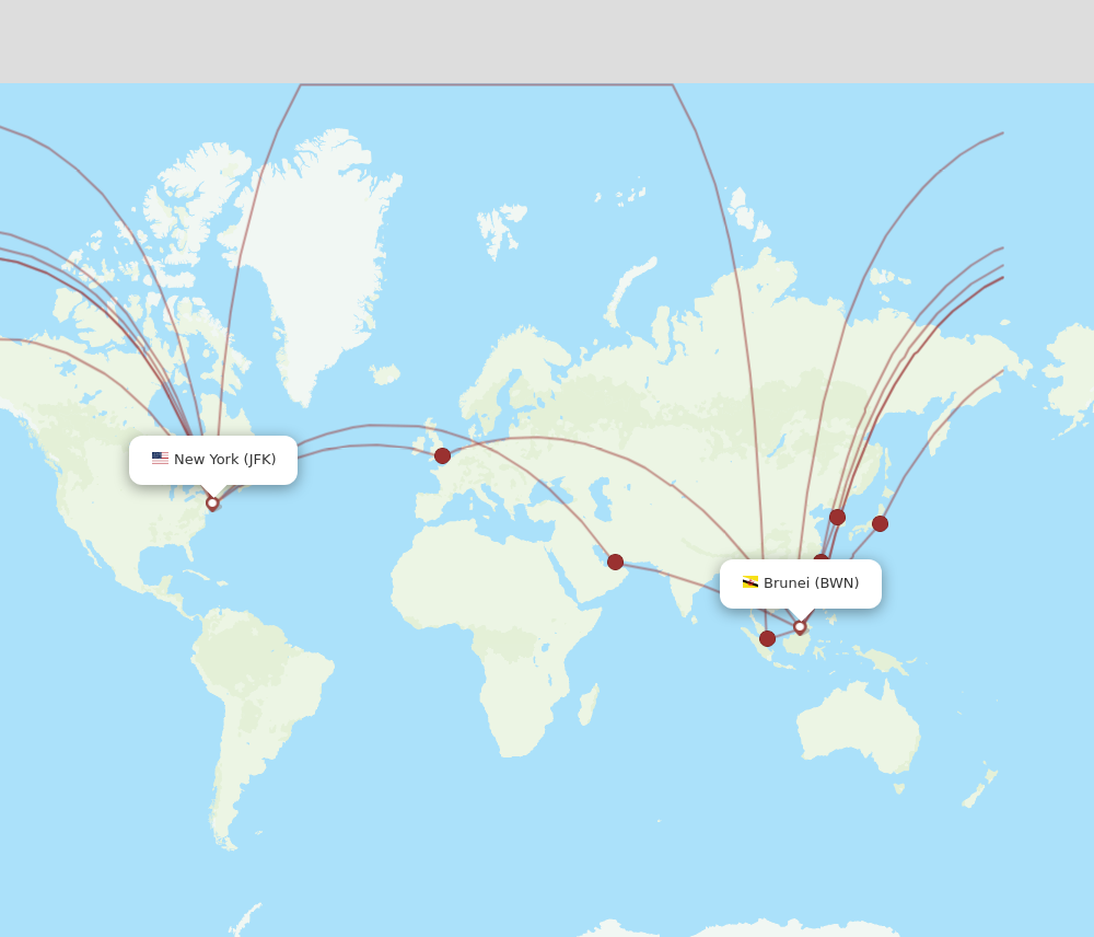 All Flight Routes From Bandar Seri Begawan To New York BWN To JFK   BWN JFK 