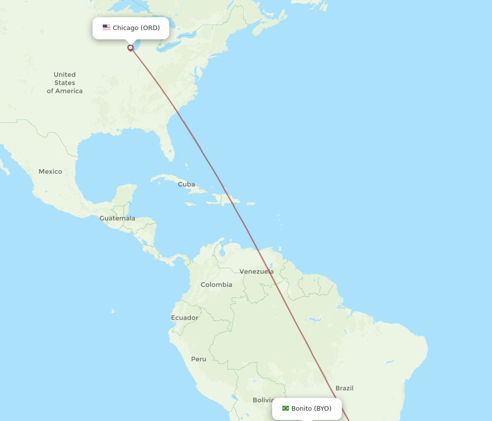 Flights from Bonito to Chicago, BYO to ORD - Flight Routes