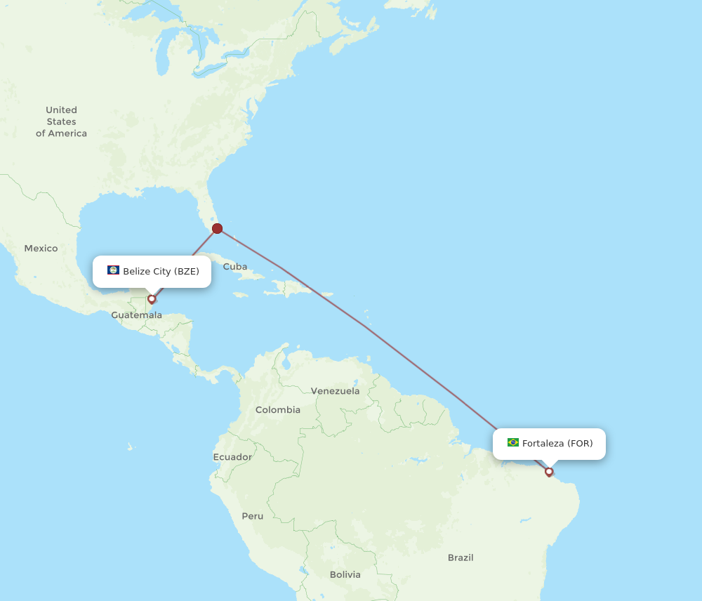 Flights from Belize City to Fortaleza BZE to FOR Flight Routes