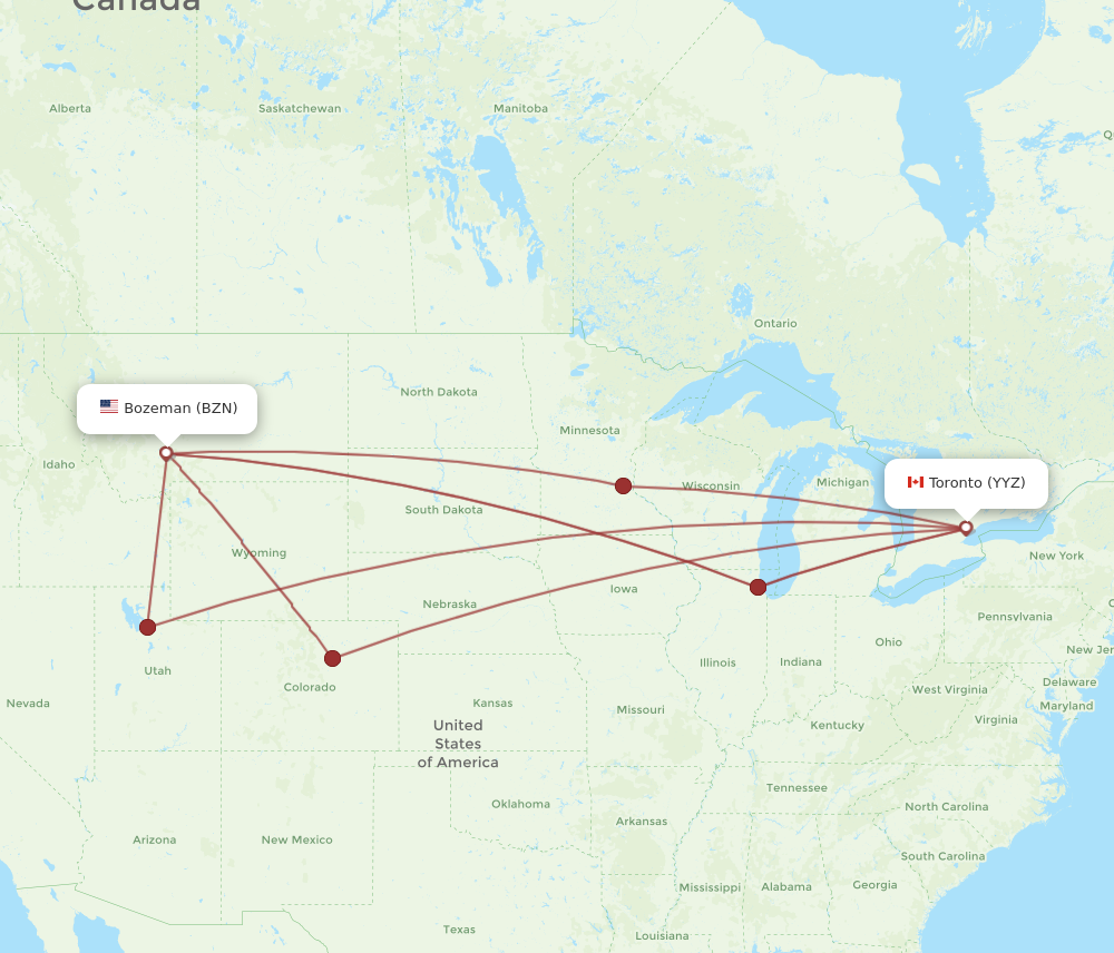 Flights from Toronto to Belgrade YYZ to BZN Flight Routes