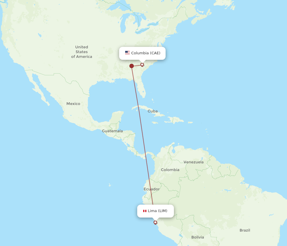 Flights from Columbia to Lima CAE to LIM Flight Routes