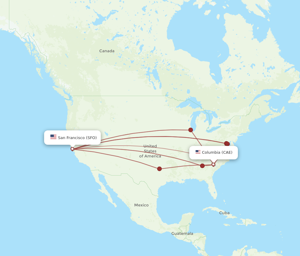 Flights from Columbia to San Francisco CAE to SFO Flight Routes