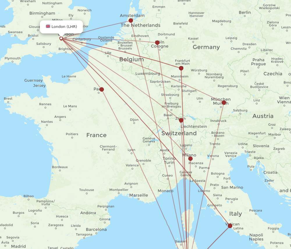 All Flight Routes From Cagliari To London, Cag To Lhr - Flight Routes