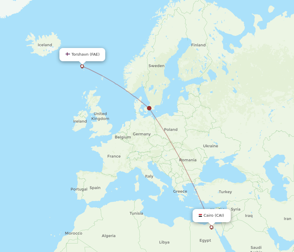 Flights from Cairo to Faroe Islands CAI to FAE Flight Routes