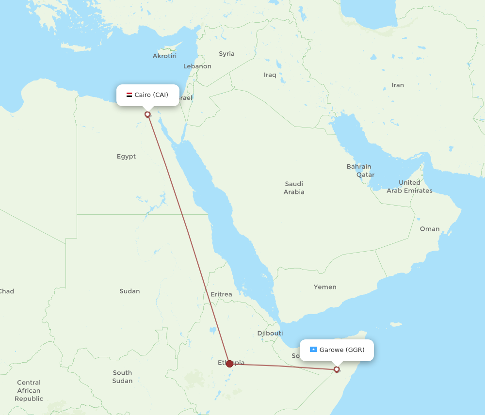 Flights from Cairo to Garowe CAI to GGR Flight Routes