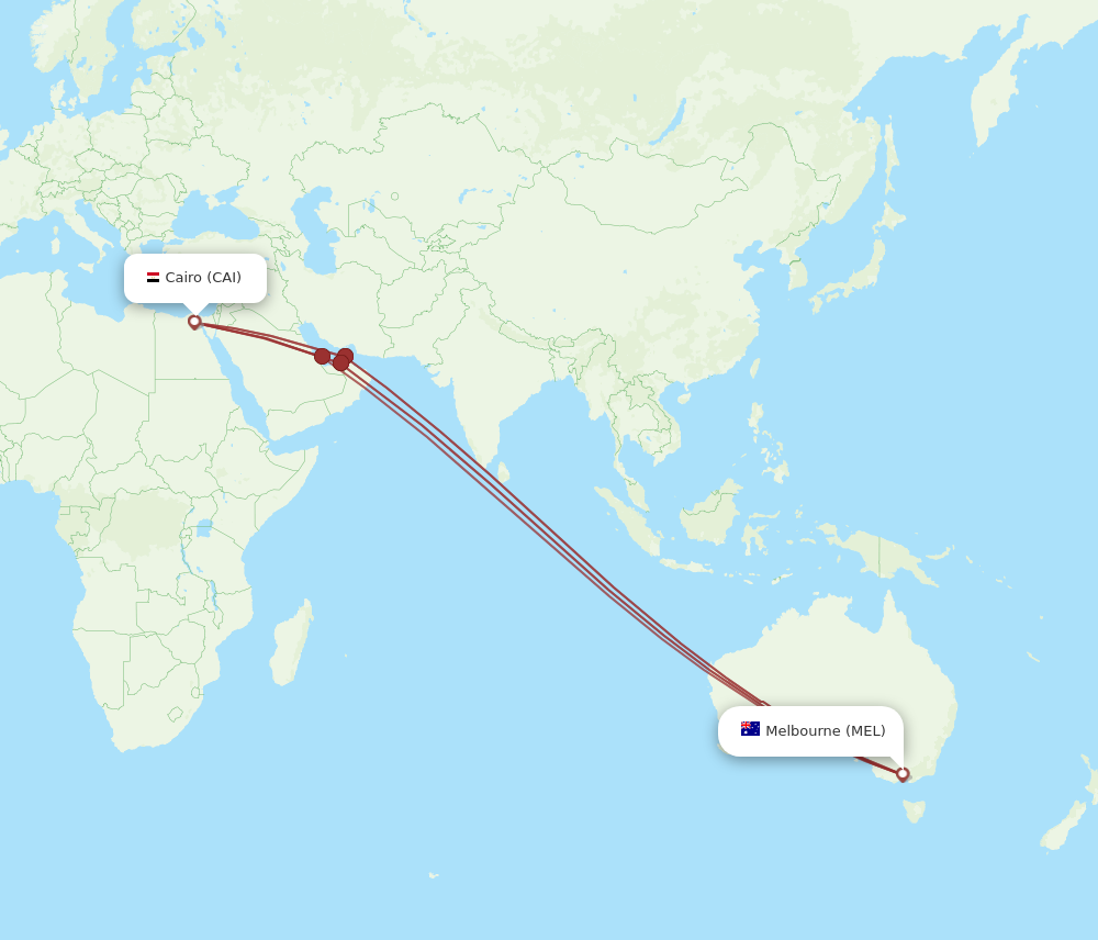 Flights from Cairo to Melbourne CAI to MEL Flight Routes