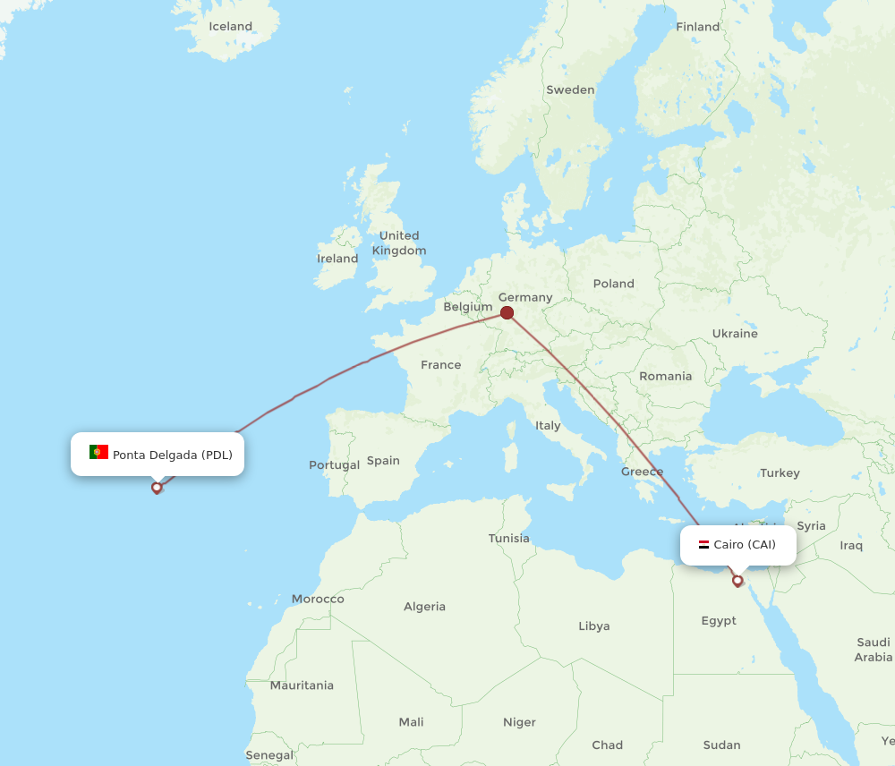 Flights from Cairo to Ponta Delgada Azores CAI to PDL Flight