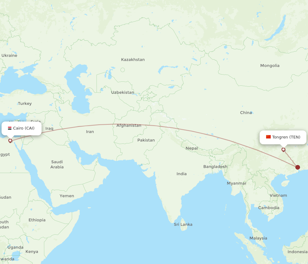 Flights from Tongren to Cairo, TEN to CAI - Flight Routes