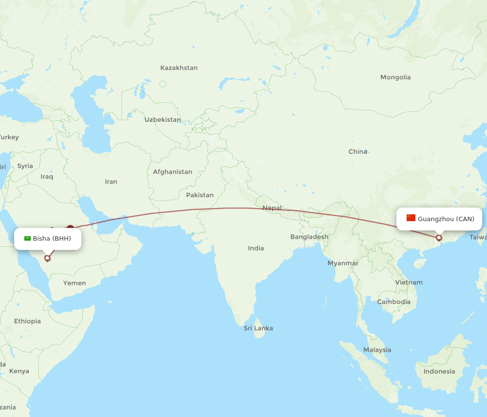 Flights From Guangzhou To Bisha, CAN To BHH - Flight Routes