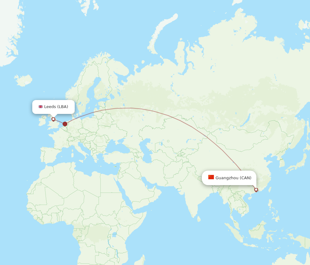 CAN to LBA flights and routes map