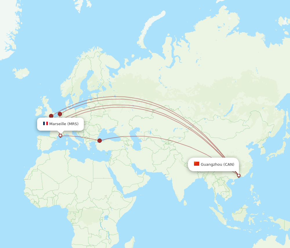 CAN to MRS flights and routes map