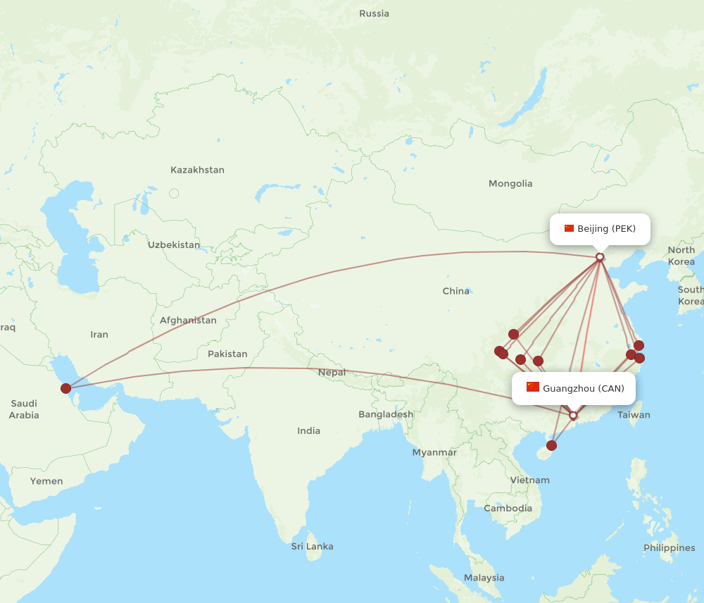 Flights from Guangzhou to Beijing CAN to PEK Flight Routes