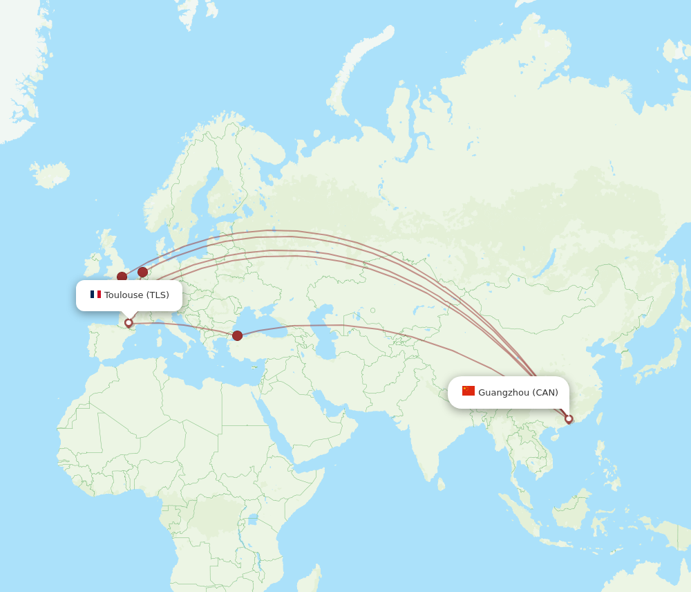 CAN to TLS flights and routes map