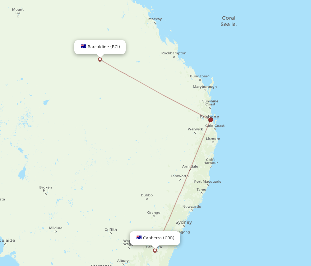 Flights from Barcaldine to Canberra, BCI to CBR - Flight Routes