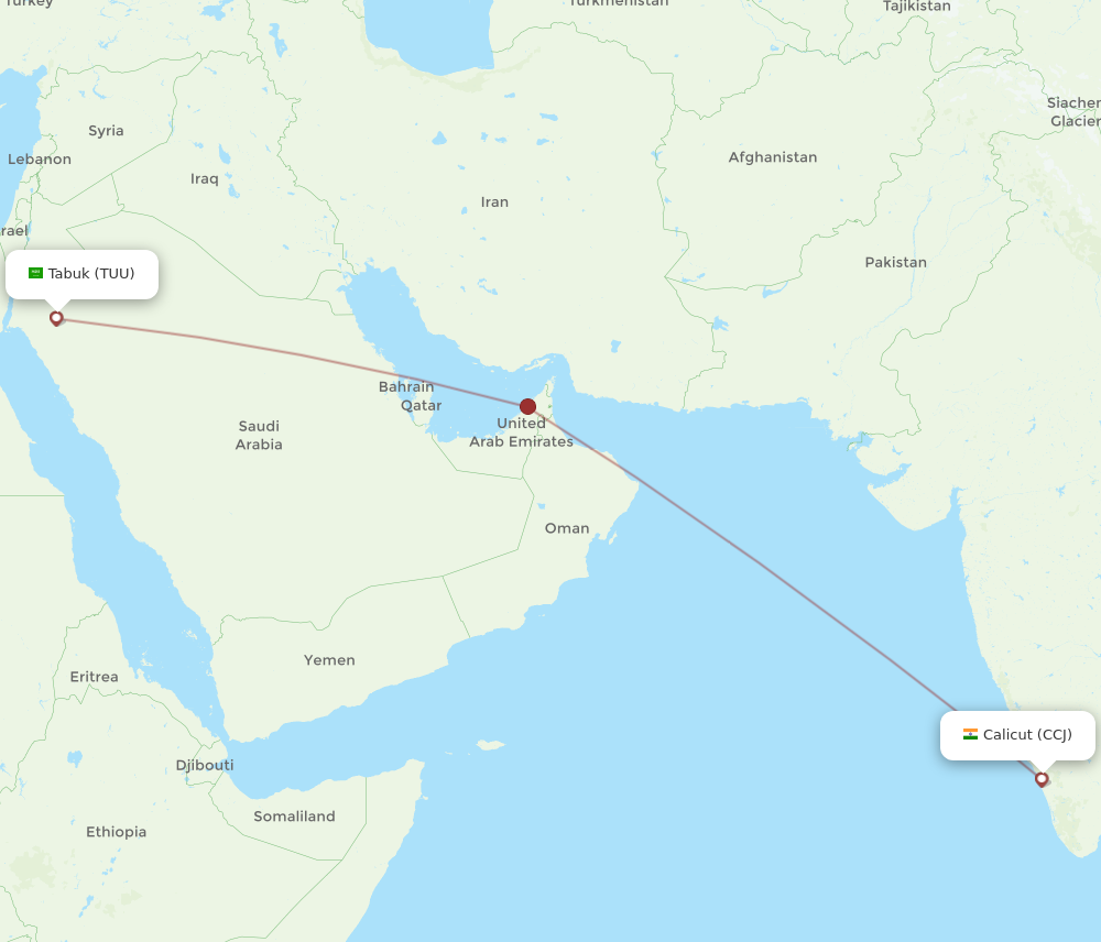 Flights from Kozhikode to Tabuk CCJ to TUU Flight Routes