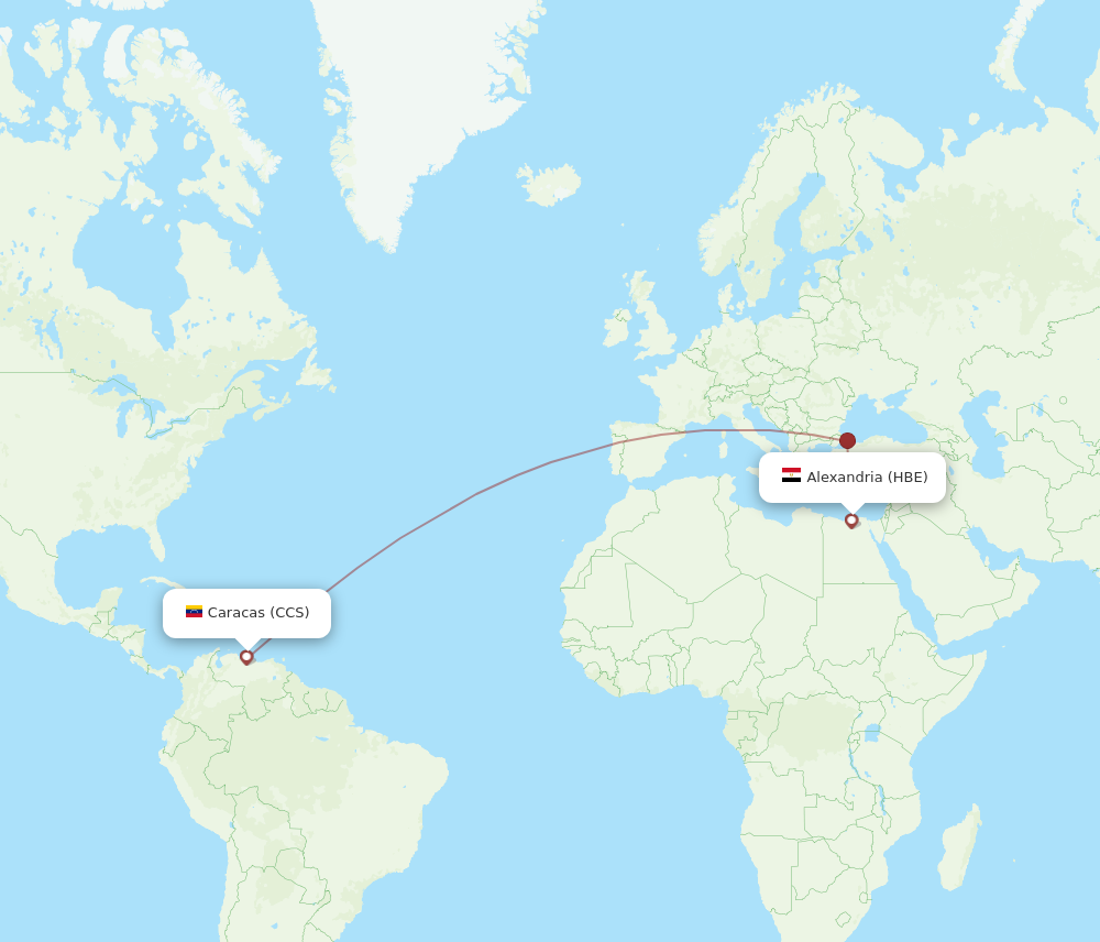 All Flight Routes From Caracas To Alexandria, CCS To HBE - Flight Routes