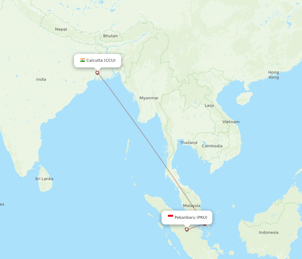 CCU to PKU flights and routes map