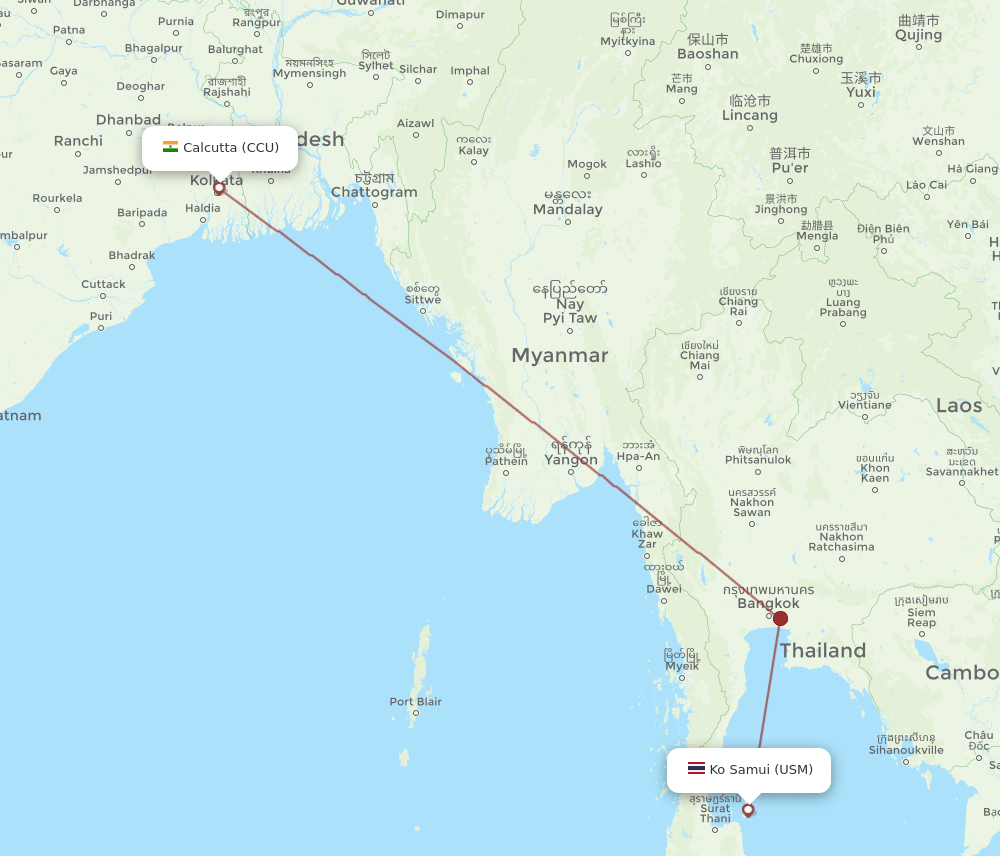 Flights from Kolkata to Koh Samui, CCU to USM Flight Routes