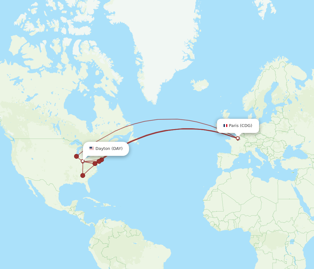 Flights from Paris to Dayton CDG to DAY Flight Routes