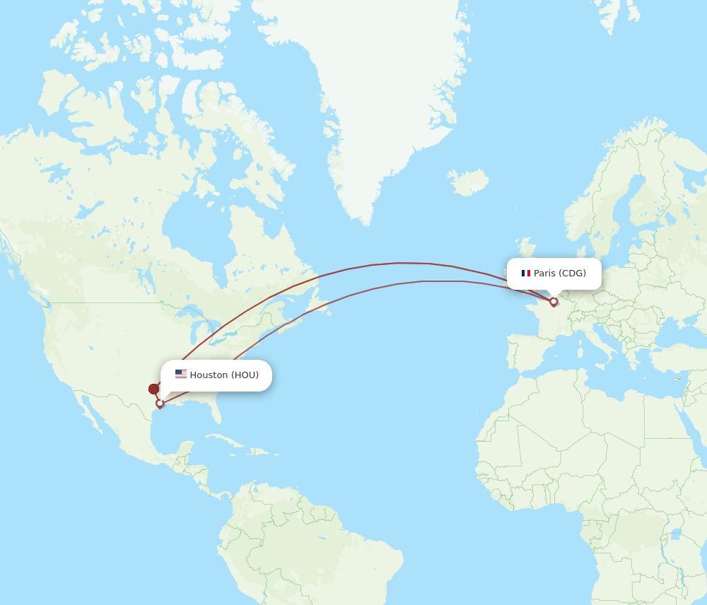 Flights from Paris to Houston CDG to HOU Flight Routes