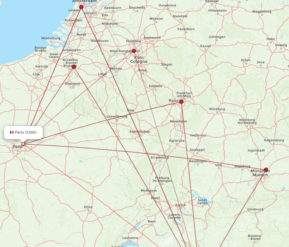 Flights from Paris to Milan CDG to LIN Flight Routes