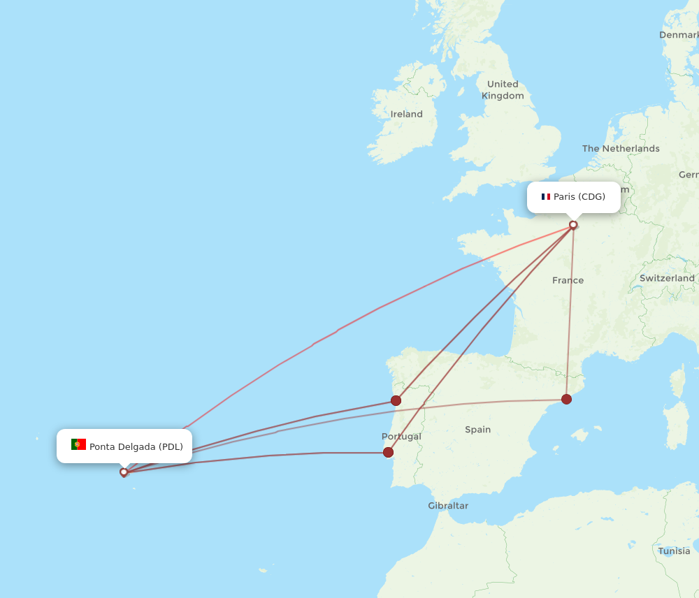 Flights from Paris to Ponta Delgada Azores CDG to PDL Flight