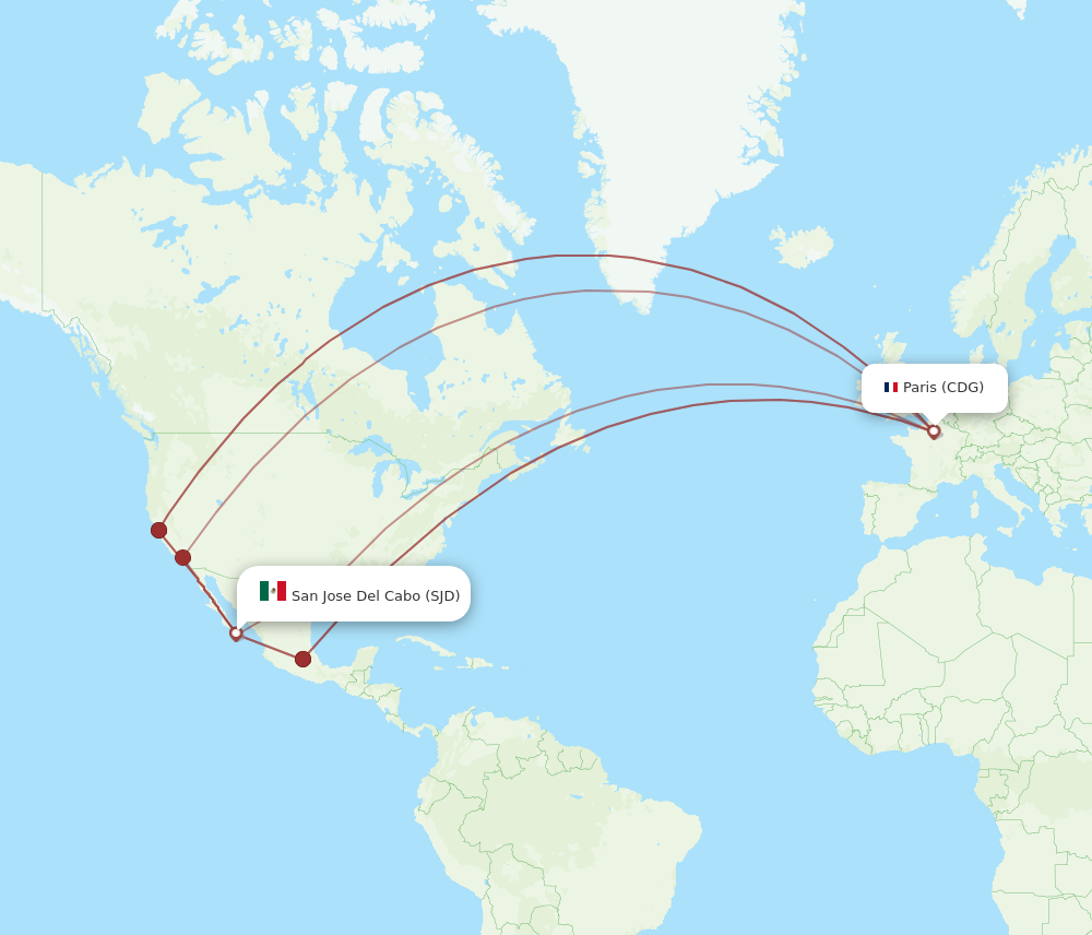 Flights from Paris to San Jose Cabo CDG to SJD Flight Routes