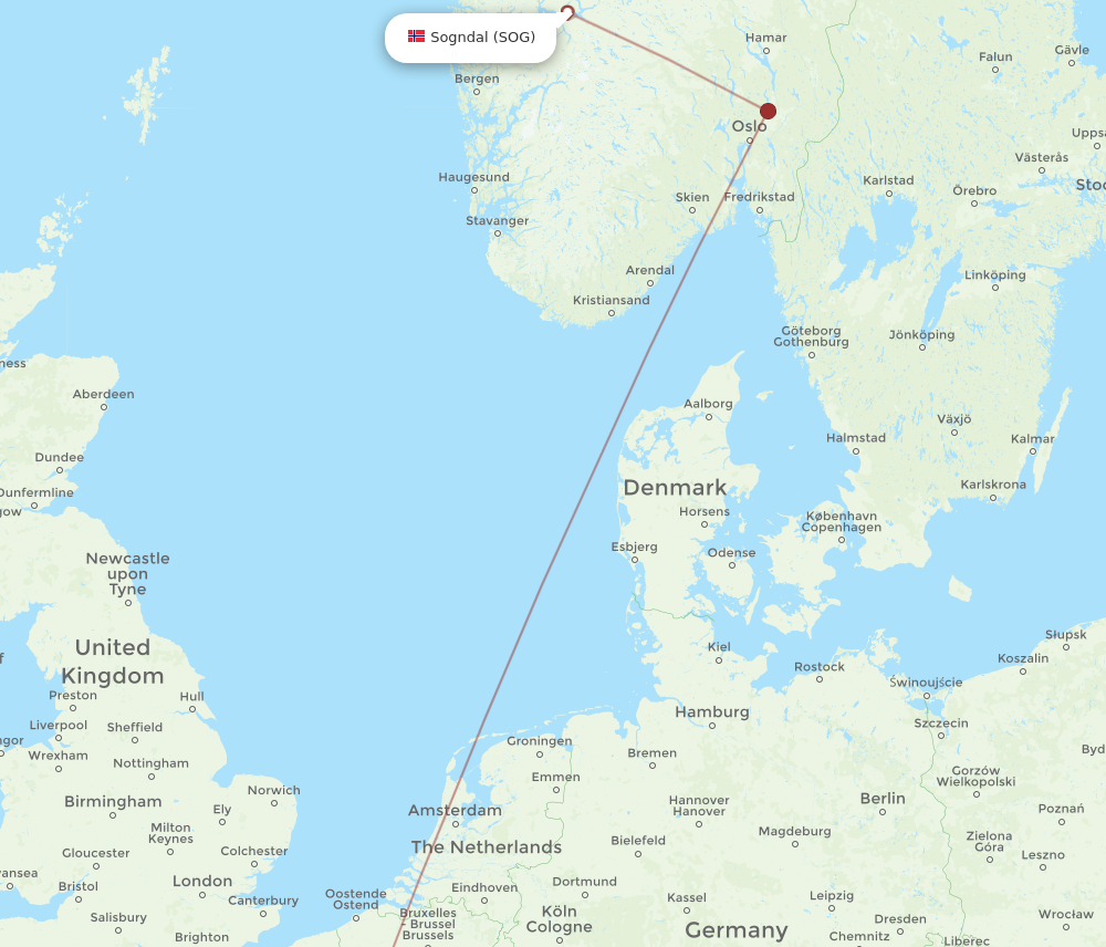 Flights from Paris to Sogndal CDG to SOG Flight Routes