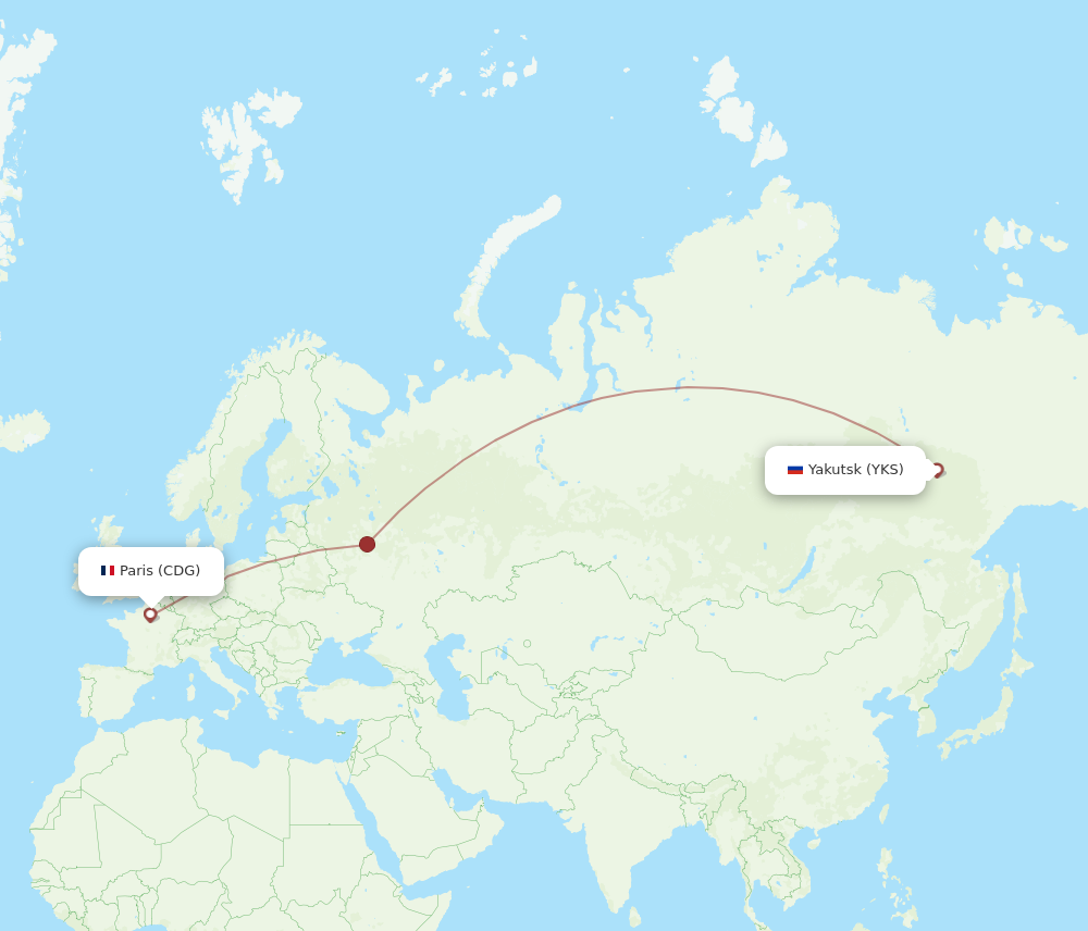 Flights from Paris to Yakutsk CDG to YKS Flight Routes