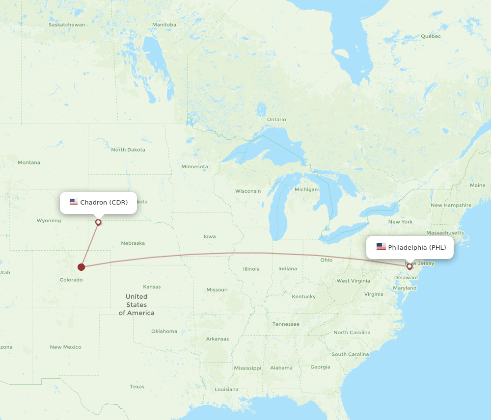 Flights from Chadron to Philadelphia CDR to PHL Flight Routes