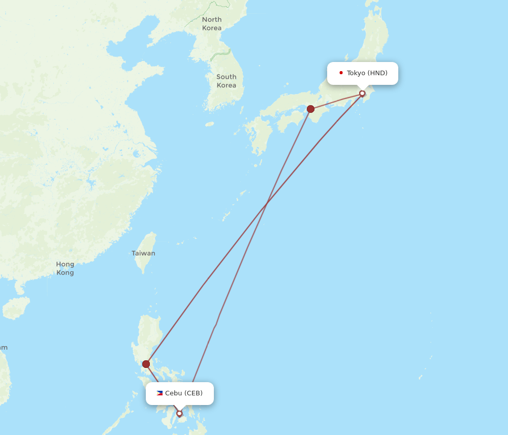 All flight routes from Cebu City to Tokyo, CEB to HND - Flight Routes