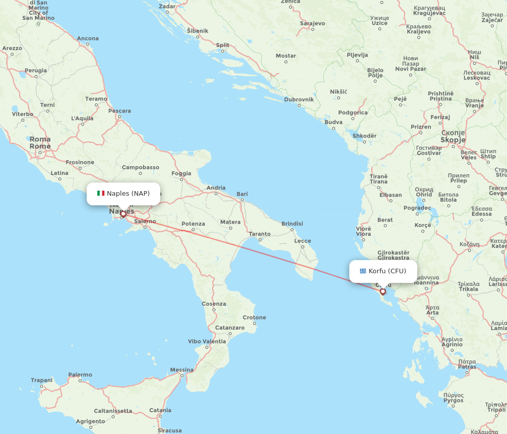 Flights from Kerkyra to Naples CFU to NAP Flight Routes