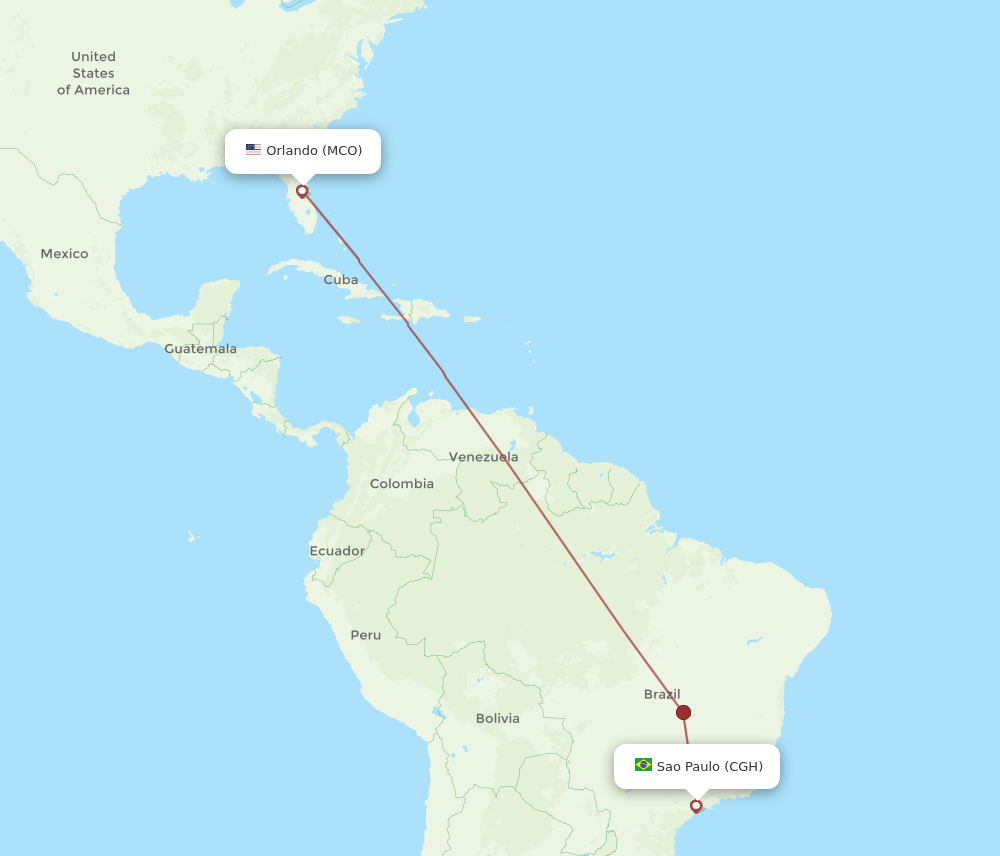 Flights from Sao Paulo to Orlando CGH to MCO Flight Routes