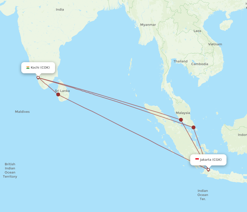 All Flight Routes From Jakarta To Kochi Cgk To Cok Flight Routes 0131