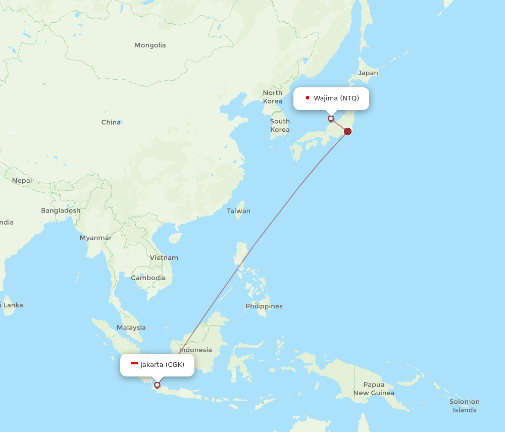 Flights from Jakarta to Wajima, CGK to NTQ - Flight Routes