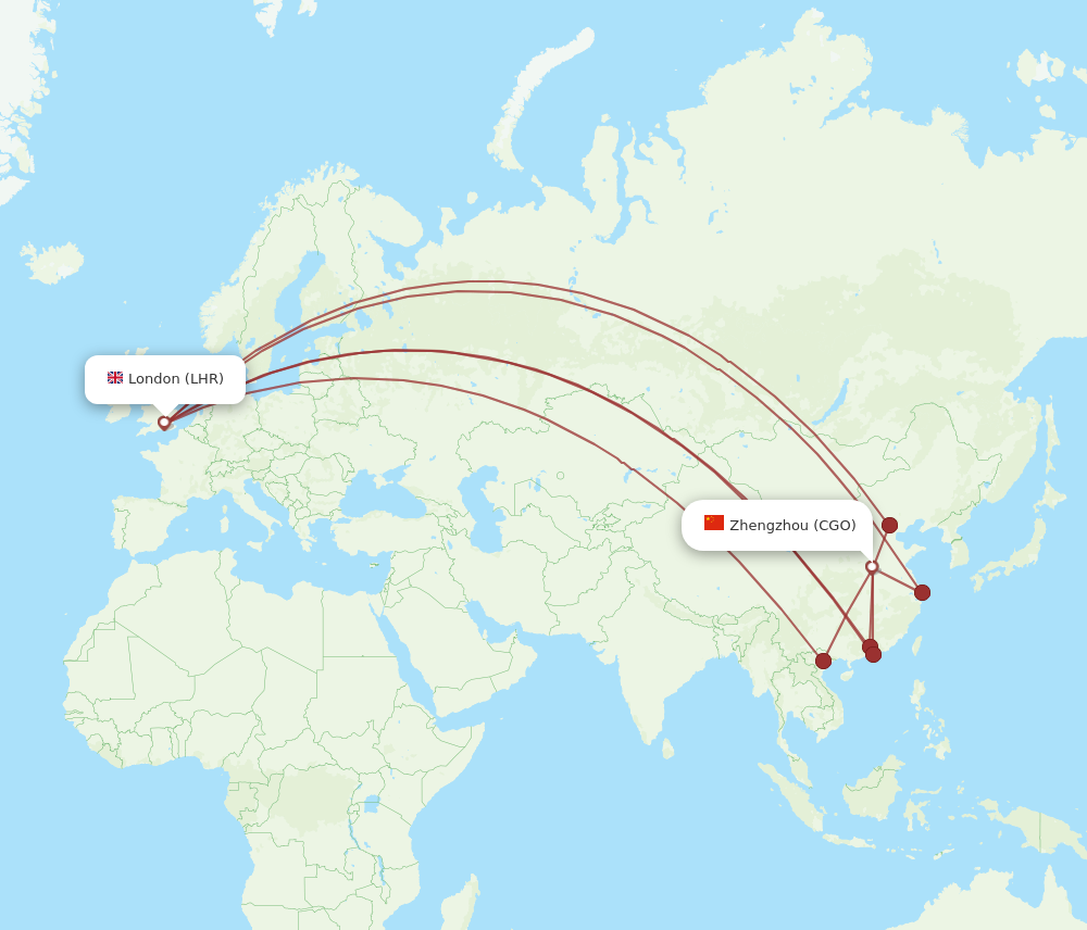 CGO to LHR flights and routes map