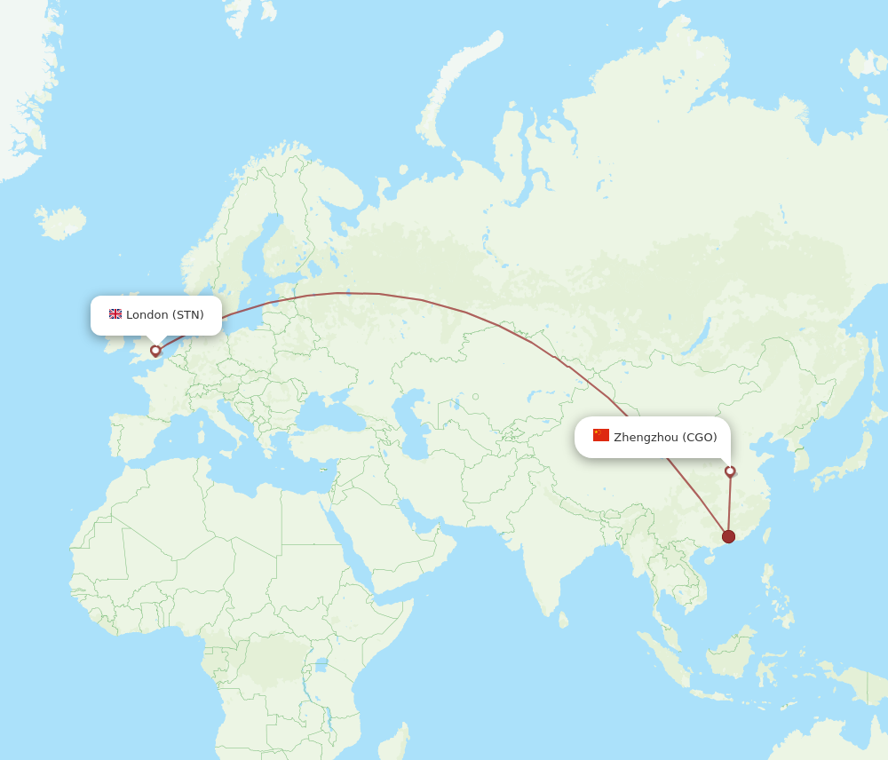 CGO to STN flights and routes map