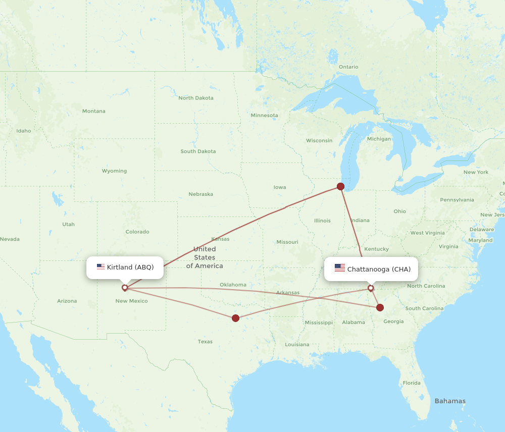 Flights from Chattanooga to Albuquerque CHA to ABQ Flight Routes