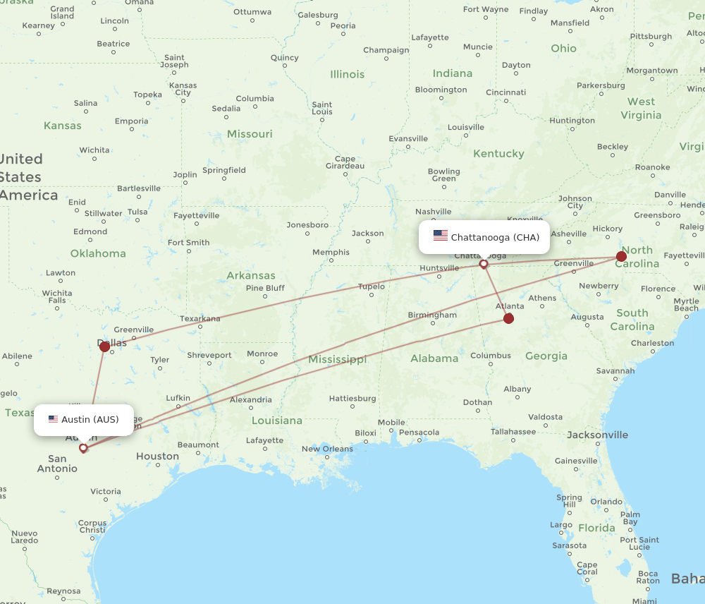 Flights from Chattanooga to Austin CHA to AUS Flight Routes