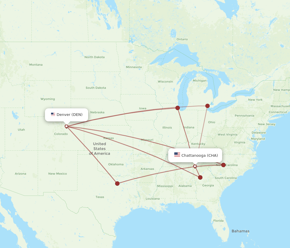 Flights from Chattanooga to Denver CHA to DEN Flight Routes