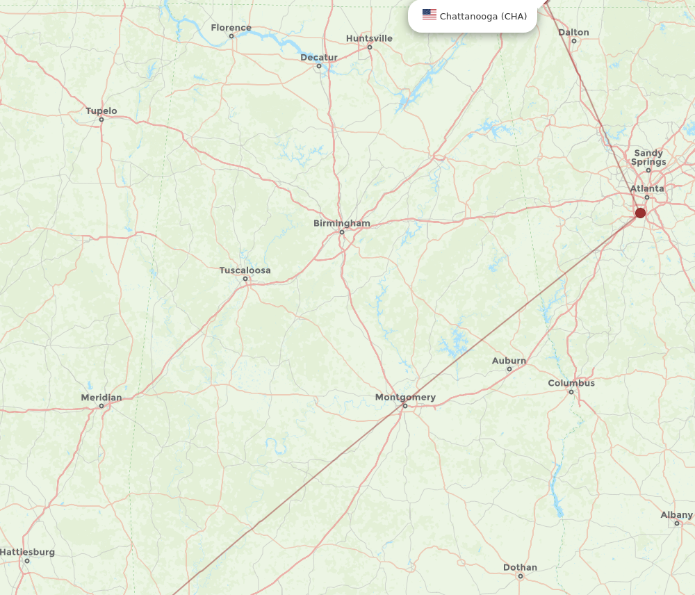 Flights from Chattanooga to Gulfport CHA to GPT Flight Routes